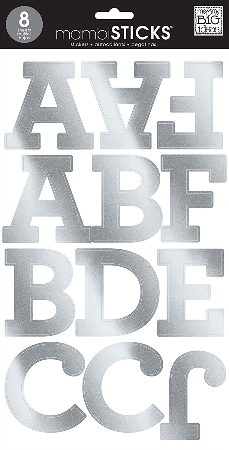 Me and My Big Ideas Large Word Stickers-Aurora Silver Foil, Multicolor, 0.5x19.05x35.56 cm