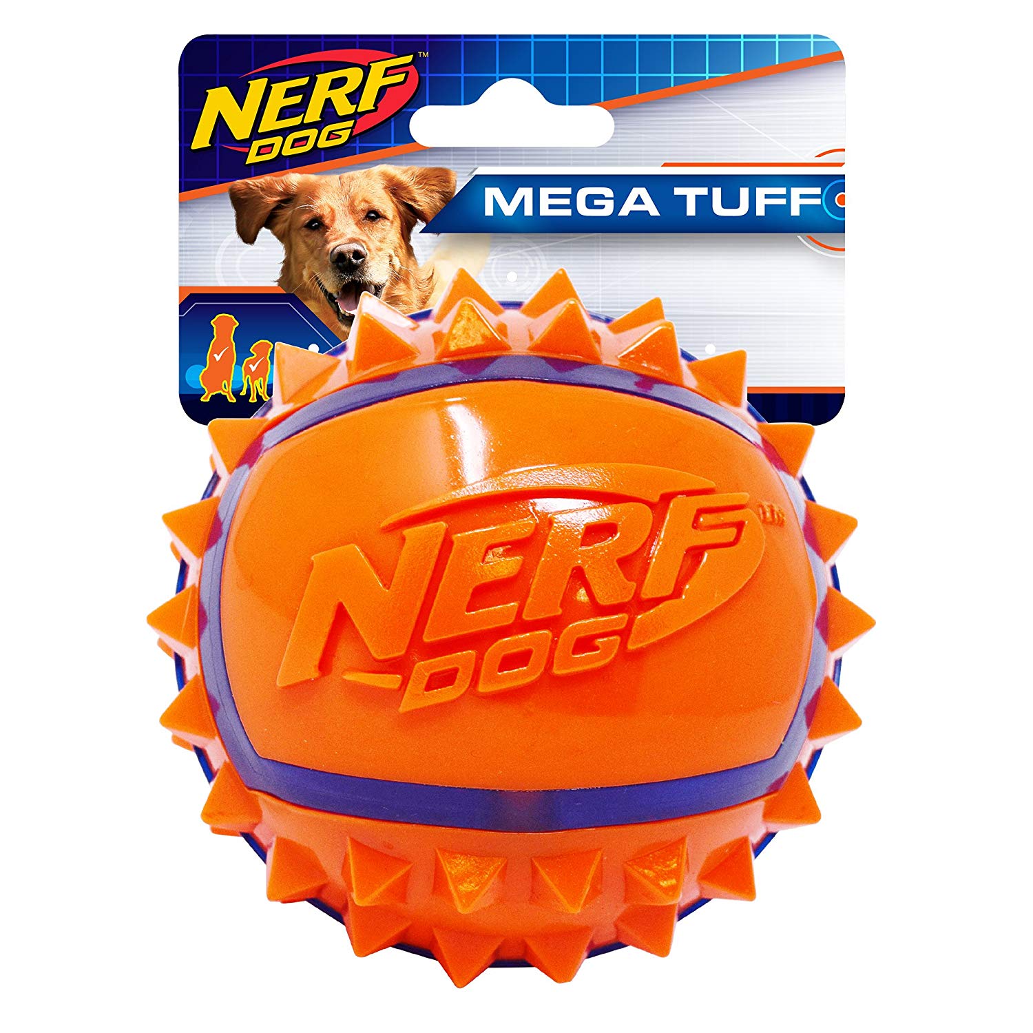 Nerf Dog Two Tone TPR Spike Ball, Large, orange