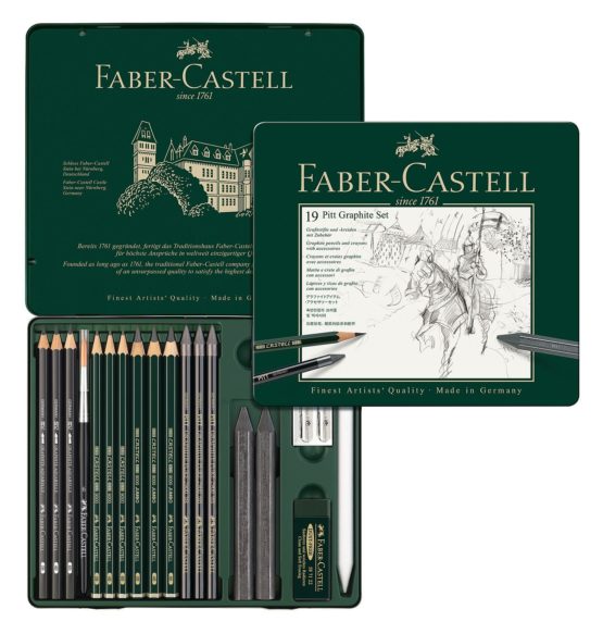 Faber-Castell PITT Graphite 19-Piece Medium Tin Professional Quality Set in a Metal Case With - Image 2