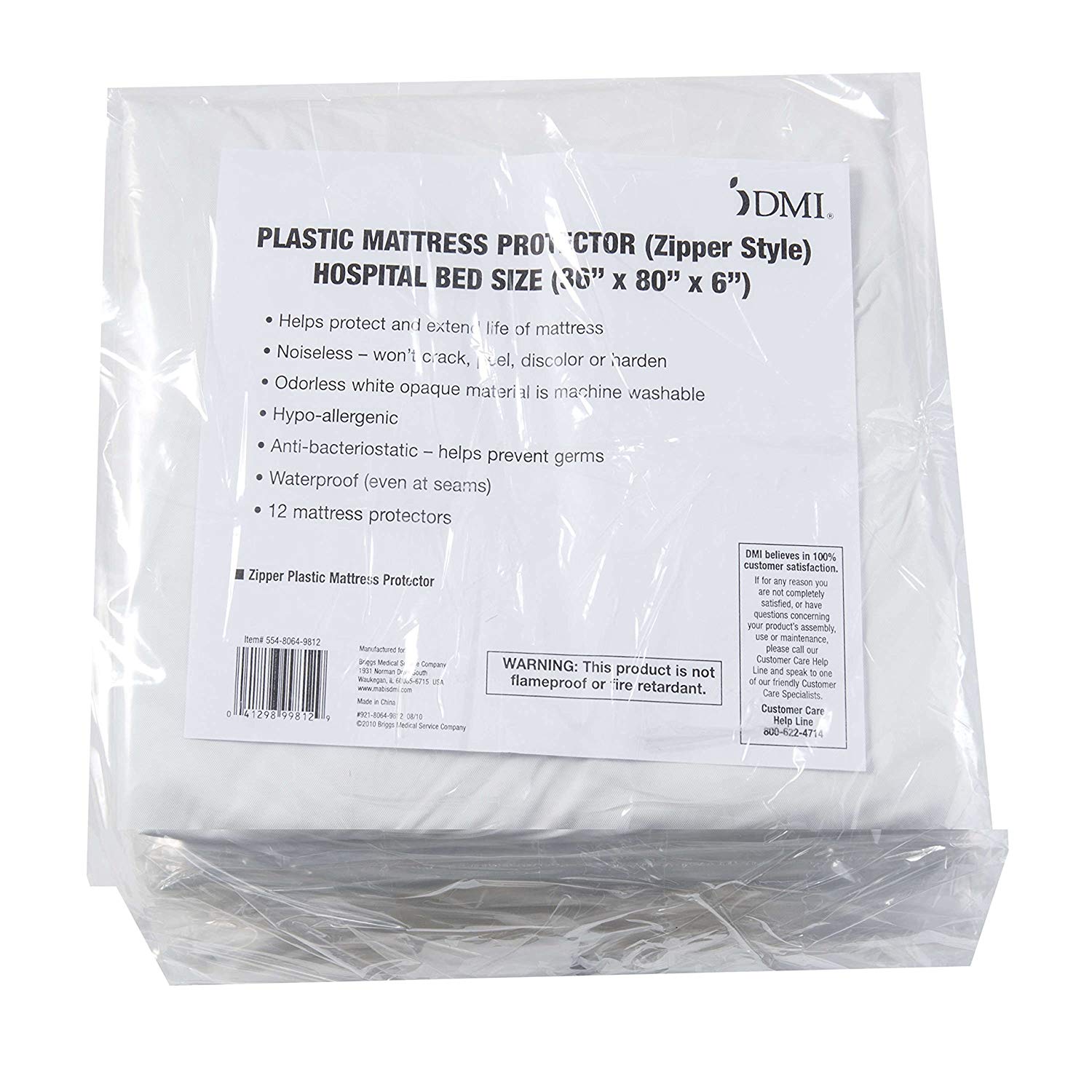 DMI Healthcare Zippered Plastic Mattress Cover Protectors for Hospital