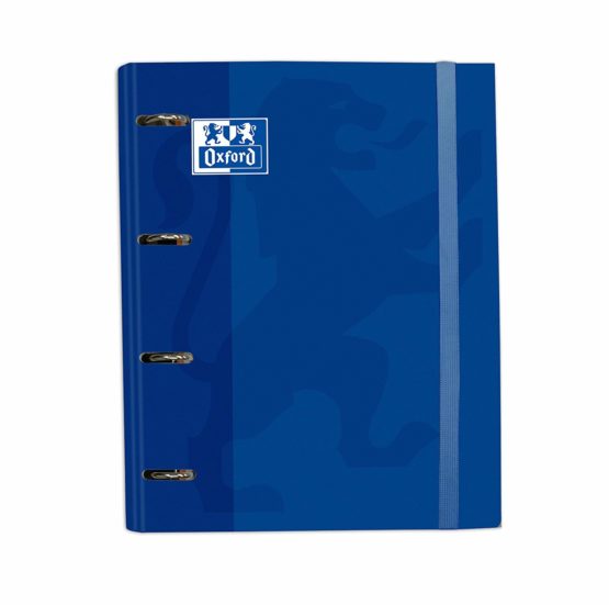 4 Ring Binder with Refill and Oxford Rubber, Extra Heavy Cover A4+ with Refill 100 Sheets, 5 x 5 Squares, Blue