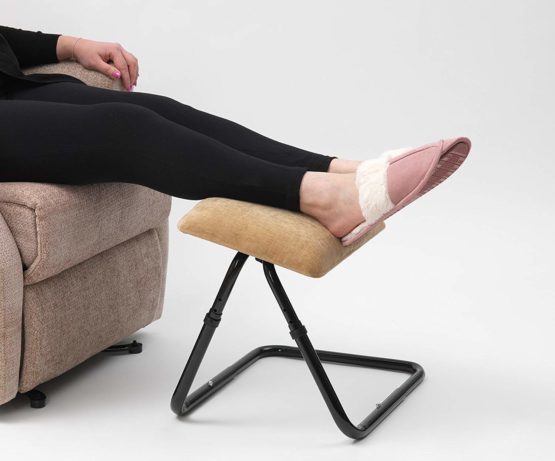 Drive Adjustable Footstool, Beige Chenille Fabric - Image 2