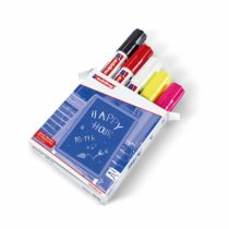edding 4090 Chalk Marker - multi-coloured (basic) - 5 Chalk Pens - Chisel Tip 4-15 mm - wet wipe Pen for Chalkboards, windows, Glass, mirrors - liquid Chalk Marker Pens for opaque coverage