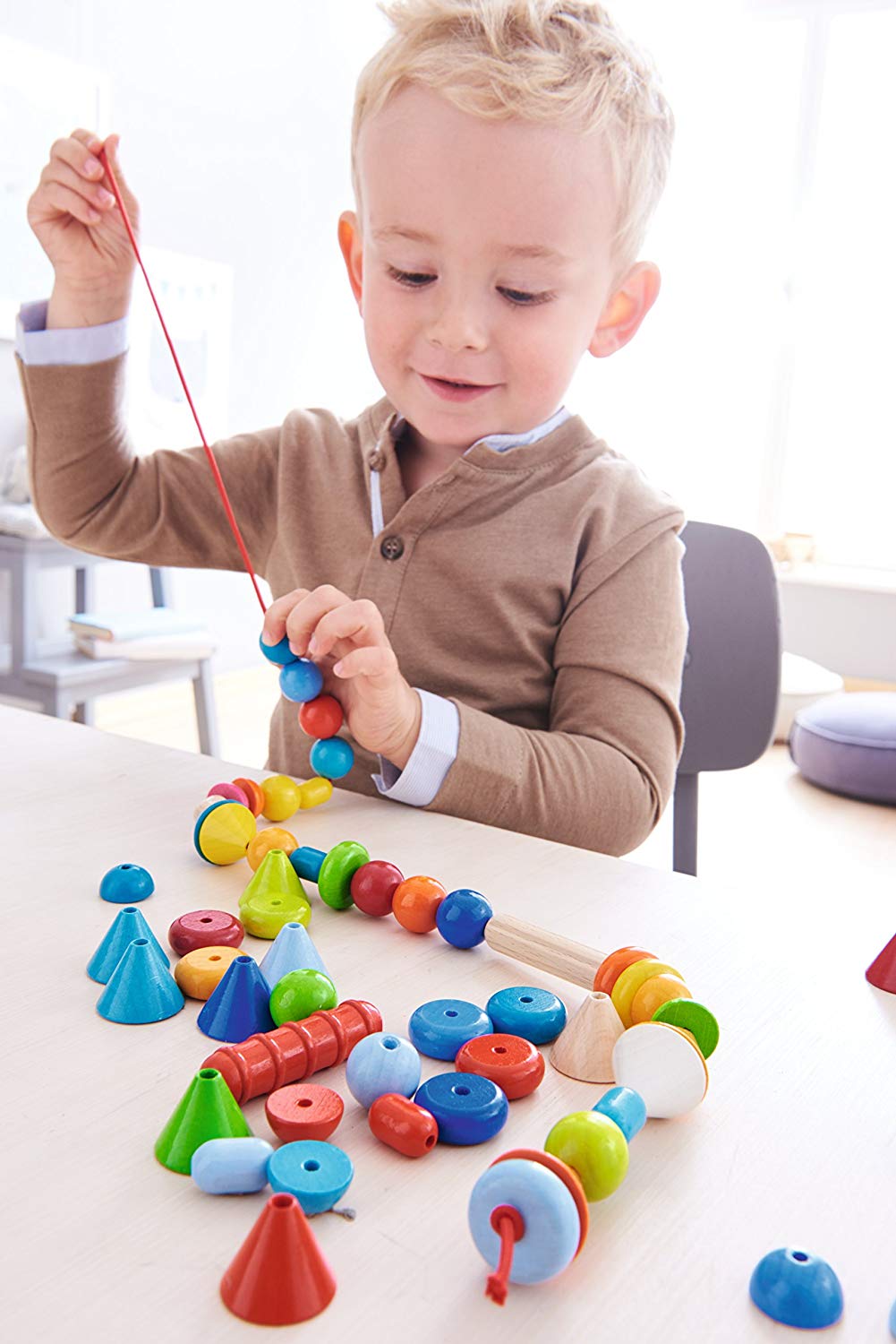 Haba Threading Game Rainbow Brilliance, Wooden Threading Toys, 302137