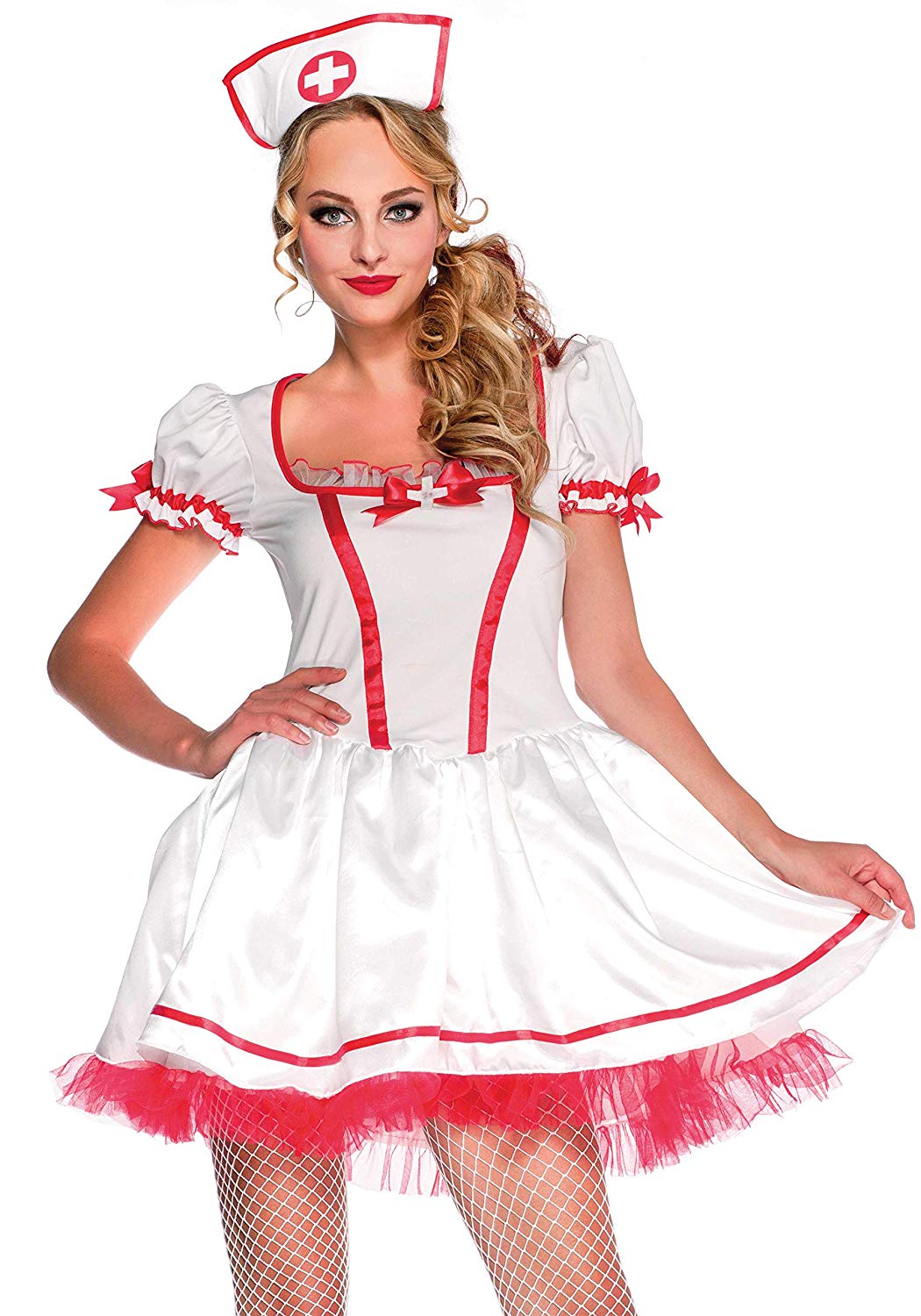 Wonderland W40014 - Women's Naughty Nurse Costume, Small, White, Red