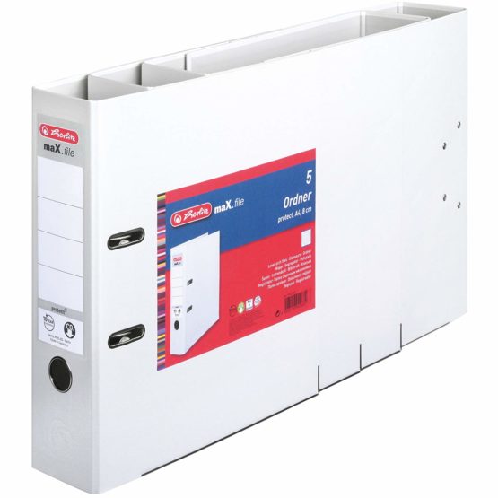 Herlitz max Protect A4 8cm Lever Arch File - White (5 Pieces) - Image 2