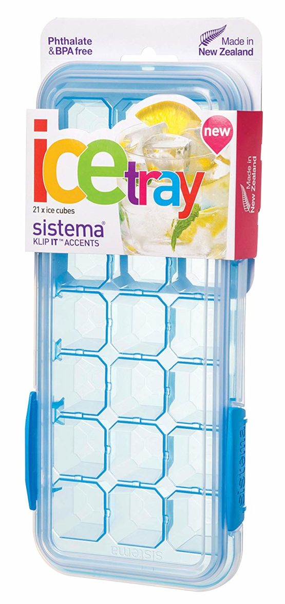 Sistema 61448 KLIP IT Accents Ice Cube Tray with Lid, 21 Cubes