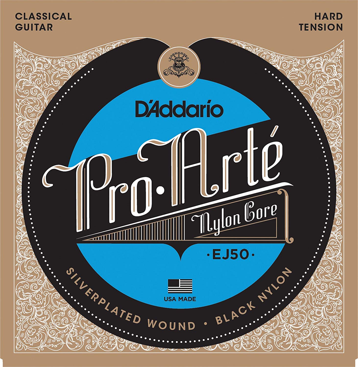 D'Addario Guitar Strings, Pro-Arte Classical Guitar Strings, EJ50, Nylon Guitar Strings, Silver Plated Wound