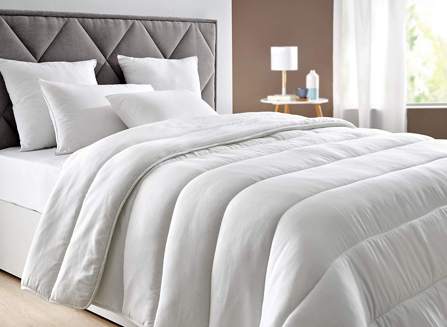Pikolin Home - Anti-Dust Mite Autumn/Winter Cotton Fibre Padded Quilt 300g/m2, polyester, white, Lit 100/105-180 x 220 cm - Image 2