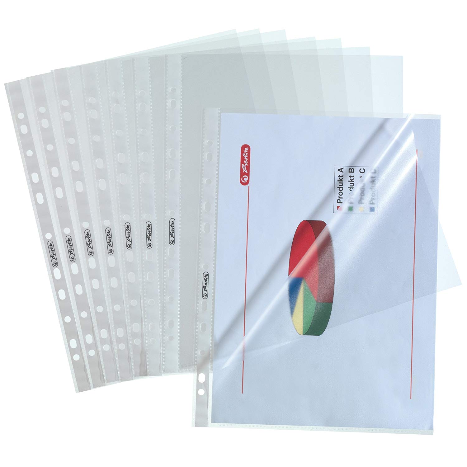 Herlitz A4 Open Transparent Punched Pocket (100 Pieces) - Image 2