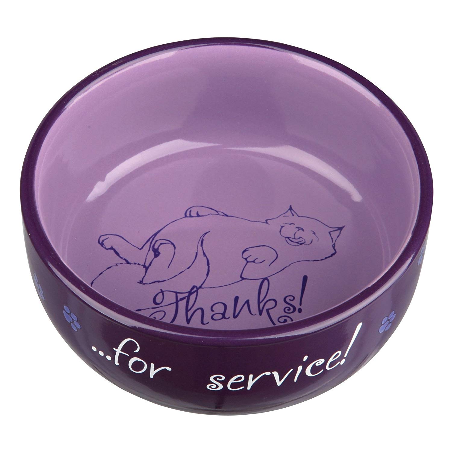 Trixie Thanks for Service Ceramic Cat Bowl - Assorted Colours (Pack of 1)