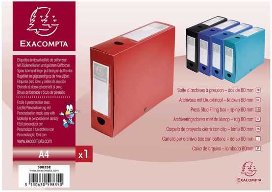 Exacompta A4 Plastic Filing Box, 8 cm Spine - Red - Image 4