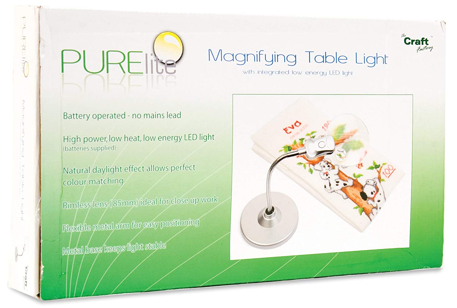 PURElite Magnifying Table Light, Table Lamp & Desk Lamp, Flexible Neck, Natural LED Daylight Bulbs for Reading Needlework - Image 2