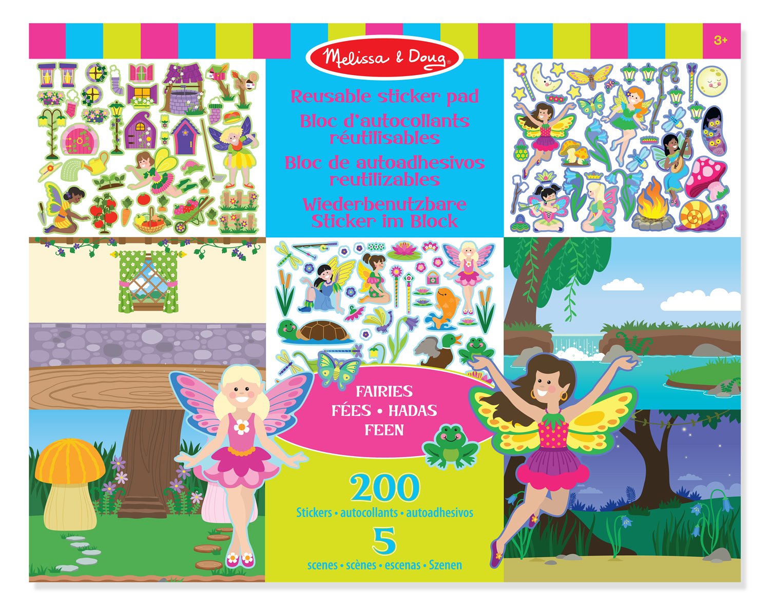 Melissa & Doug Reusable Fairies Sticker Books for 3+ Year Olds, Plane Activities Toddlers