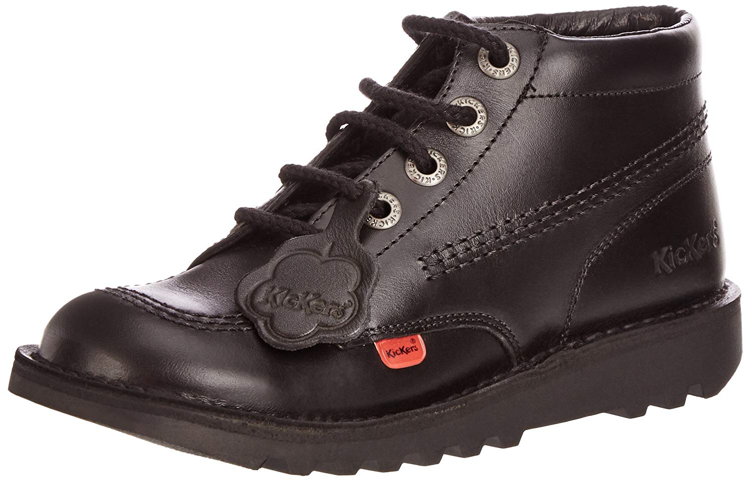 Kickers Kick Hi Core Youth Black Leather Ankle Boots-EU 38, 5 UK Child