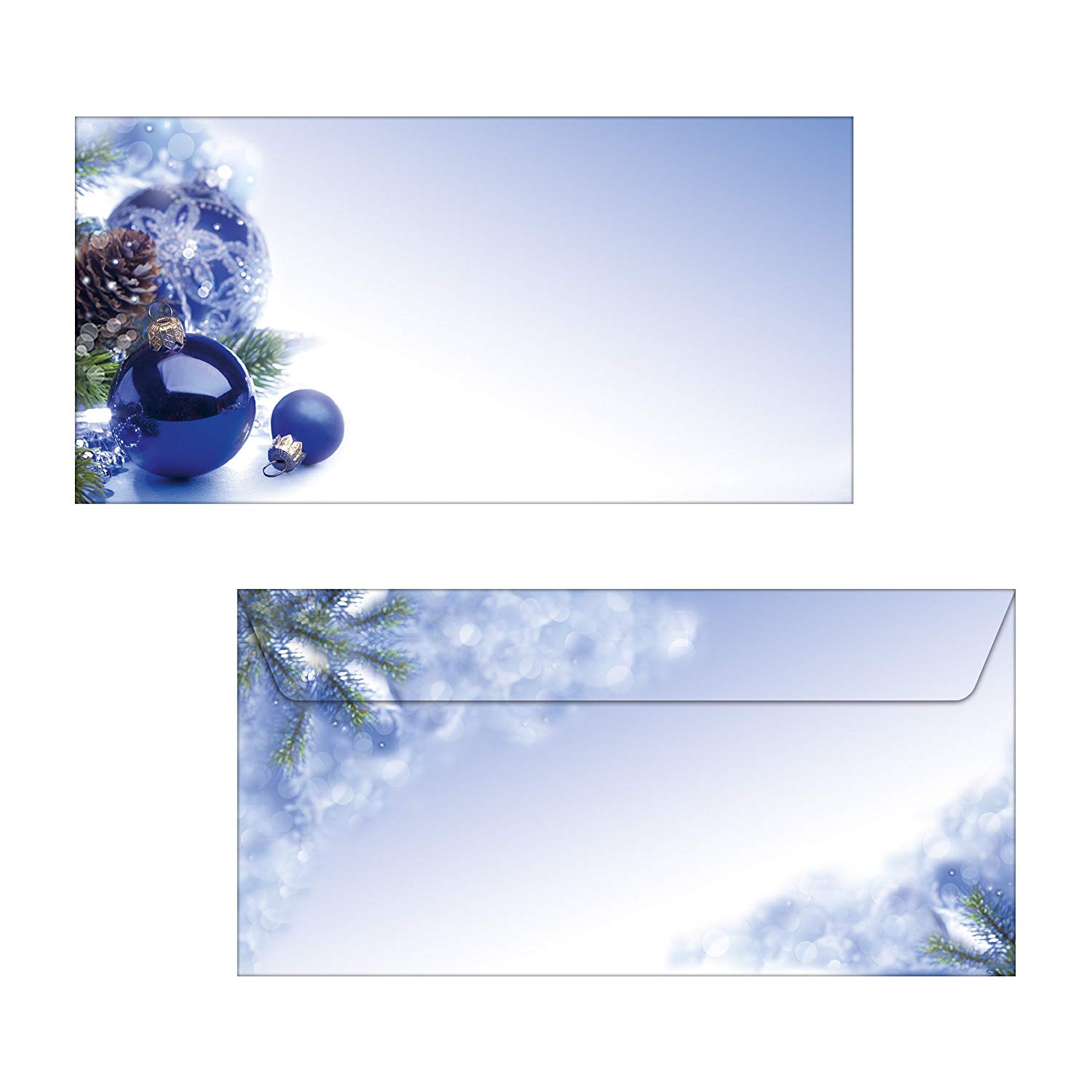 SIGEL DU036 Christmas envelopes "Blue Harmony", DL, without window, 90 gsm, 50 Pieces, Blue Harmony - blue/white, Envelopes - 50 pieces