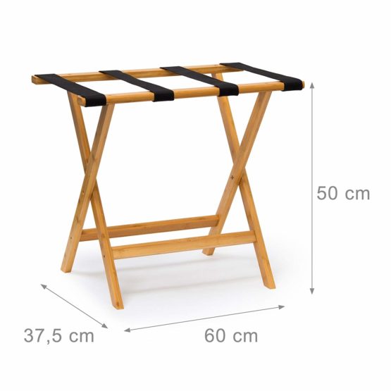 Relaxdays Suitcase Stand Wooden Luggage Rack 50 x 60 x 37.5, cm Luggage Holder With 4 Straps Hotel Or Guesthouse Luggage Rack, For Frequent Travellers, Natural - Image 4