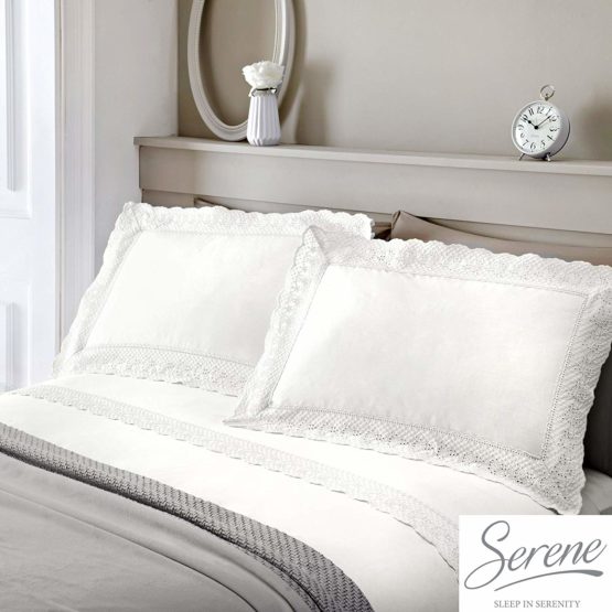 Serene - Renaissance - Easy Care Duvet Cover Set - Double, White