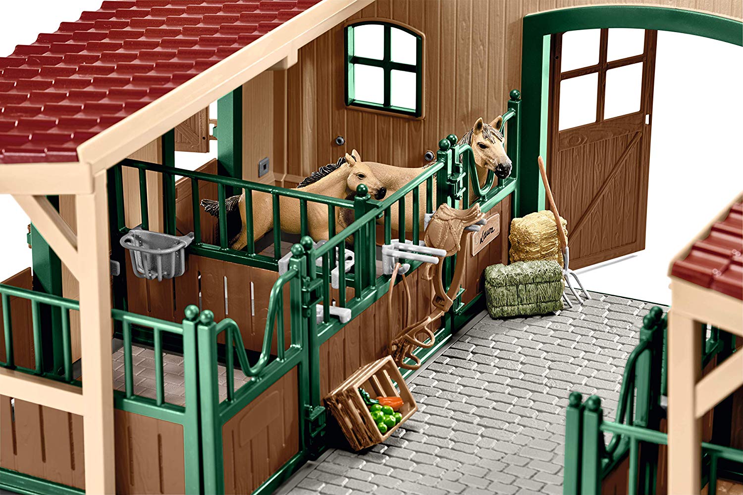 SCHLEICH Farm World, 96PC Horse Barn and Stable Playset, Riding Center with 2 Pony Toys, Rider Figurine, and accessories - Image 3