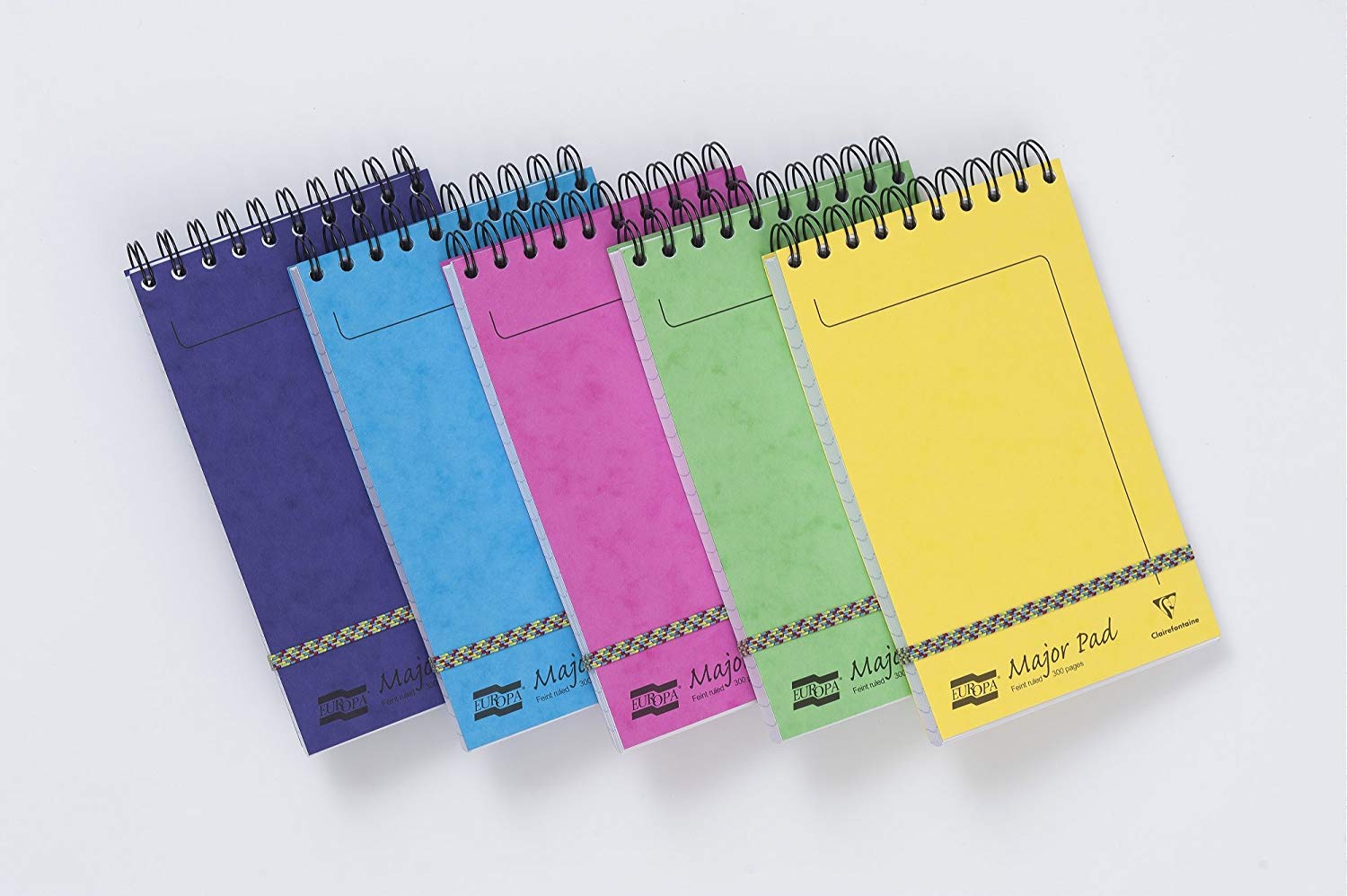 Clairefontaine 3152Z, Set of 10 Major Pad Europa Spiral Notepads, 12.7x20.7 cm, 300 Lined Pages, 90 g White Paper