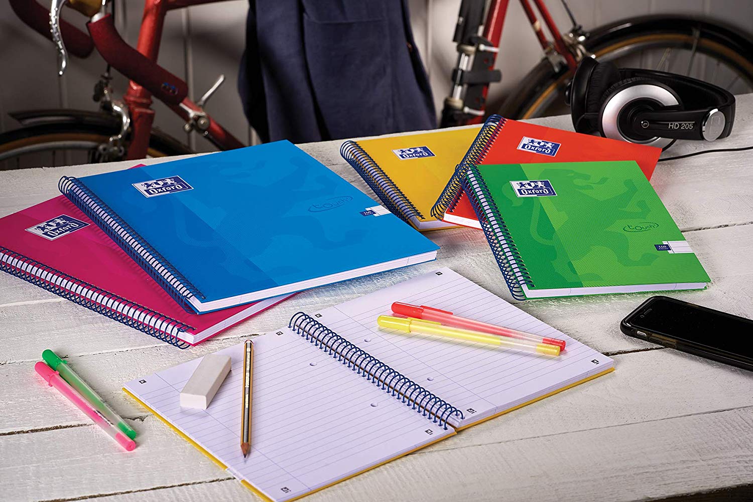 Oxford Touch A5 160 Page Wirebound Hardback Notebook Assorted Colours, Pack of 5 , Multi-Colour - Image 2
