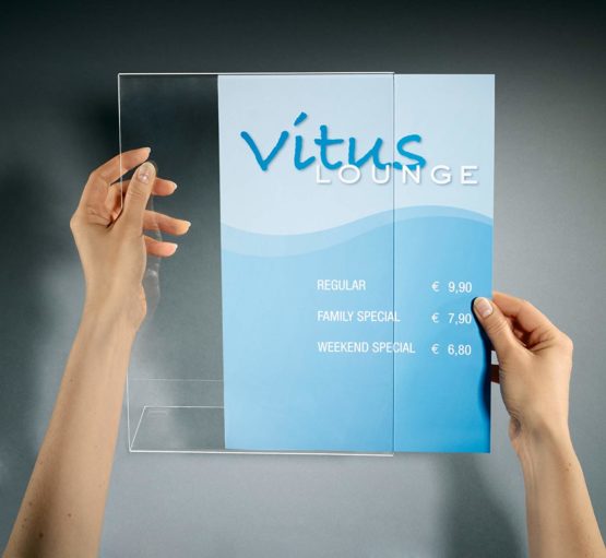 SIGEL TA211 Sign Holder, Slanted, for A4 Landscape, Single-Sided Presentation, Acrylic, Transparent, 1 pc. - Image 4