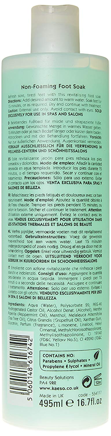Kaeso Peppermint & Menthol Non-Foaming Foot Soak 495ml, Cooling & Refreshing Foot Soak for Pedicure - Image 2