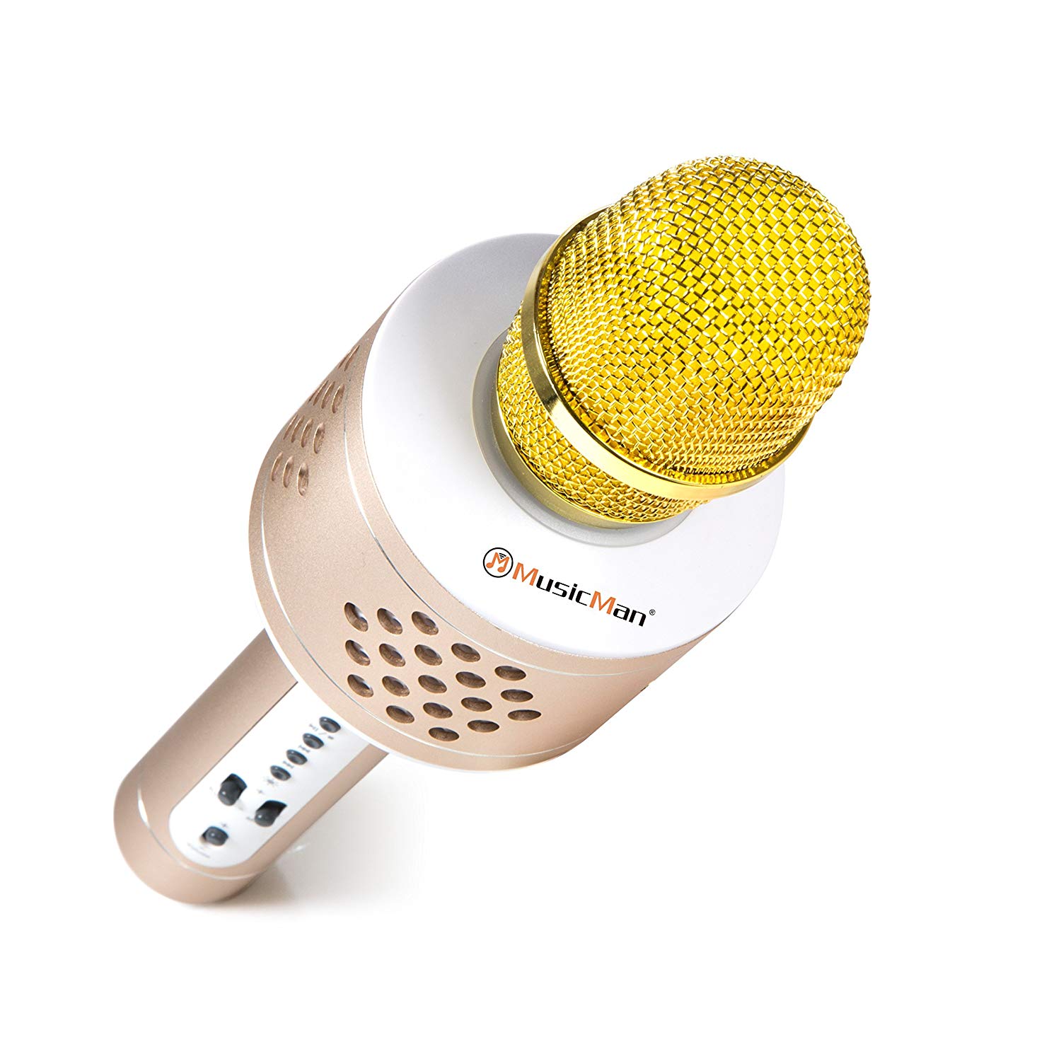 MusicMan 4611 Karaoke Microphone Pro BT X35 (Bluetooth, Compatible with Smartphone, iPhone TWS Function) Gold/Silver - Image 2