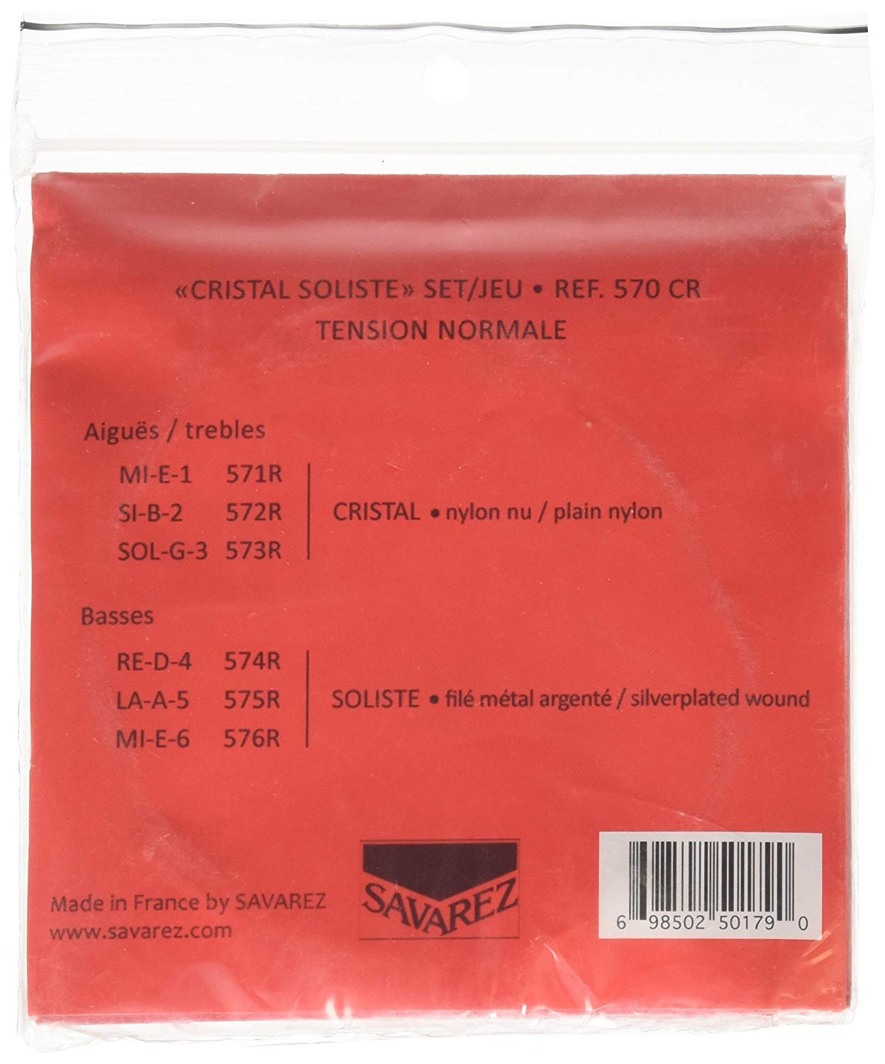 Savarez Classical Guitars Strings Alliance Cristal 570CR Set Standard Tension red, Silver, Satz standard 570CR - Image 3