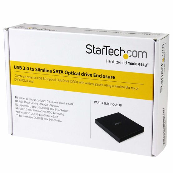 StarTech USB 3.0 to Slimline SATA ODD Enclosure for Blu-ray & DVD ROM drives - Portable Optical Disk Drive Enclosure - Solid Aluminum (SLSODDU33B), Black - Image 4