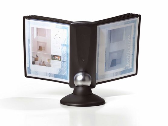 Durable SHERPA MOTION Display Panel Desk Unit | 10 Panels and Tabs in Black | Adjustable and Rotatable for Complete Flexibility | Ideal for A4 Documents - Image 2