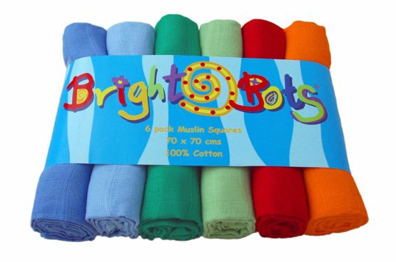 Bright Bots Boys Combo Muslin Squares (70 cm, Pack of 6)