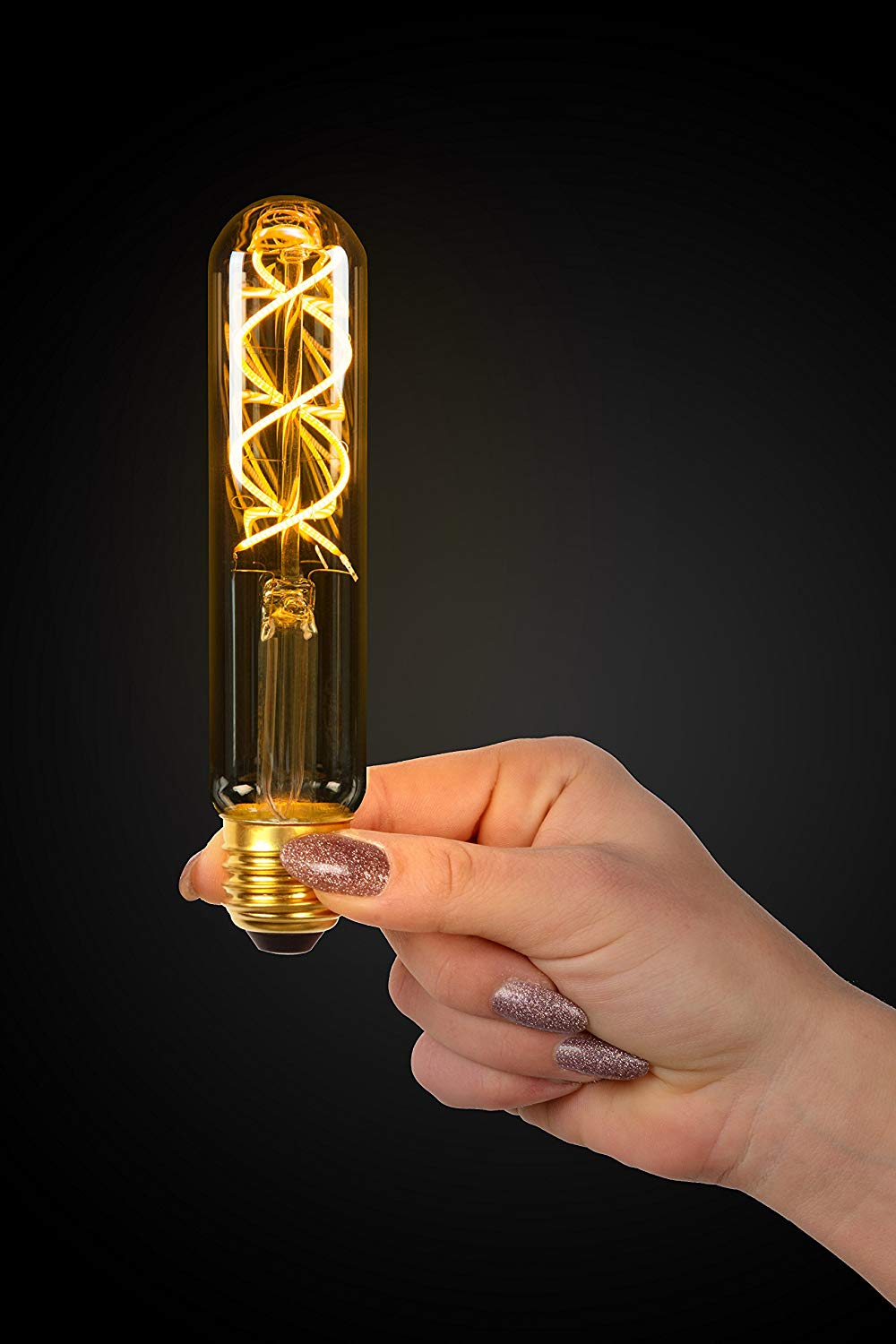 Lucide LED Bulb - Filament lamp - Diameter 3 cm - LED Dimb. - E27-1x5W 2200K - Amber, 3 cm x 3 cm x 15 cm - Image 3