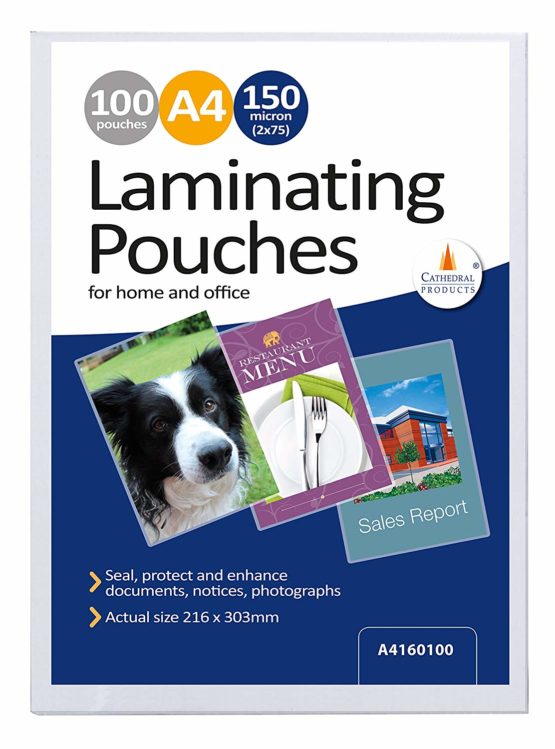 Cathedral Laminating Pouches 150 Micron, 100 Pack, A4