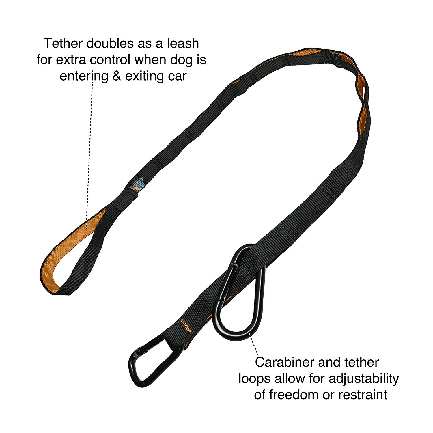 Kurgo Auto ZipLine for Dogs Dog Safety Restraint for Car Boat or Campsite, Quick & Easy Installation, Adjustable Length, Black/Orange - Image 4