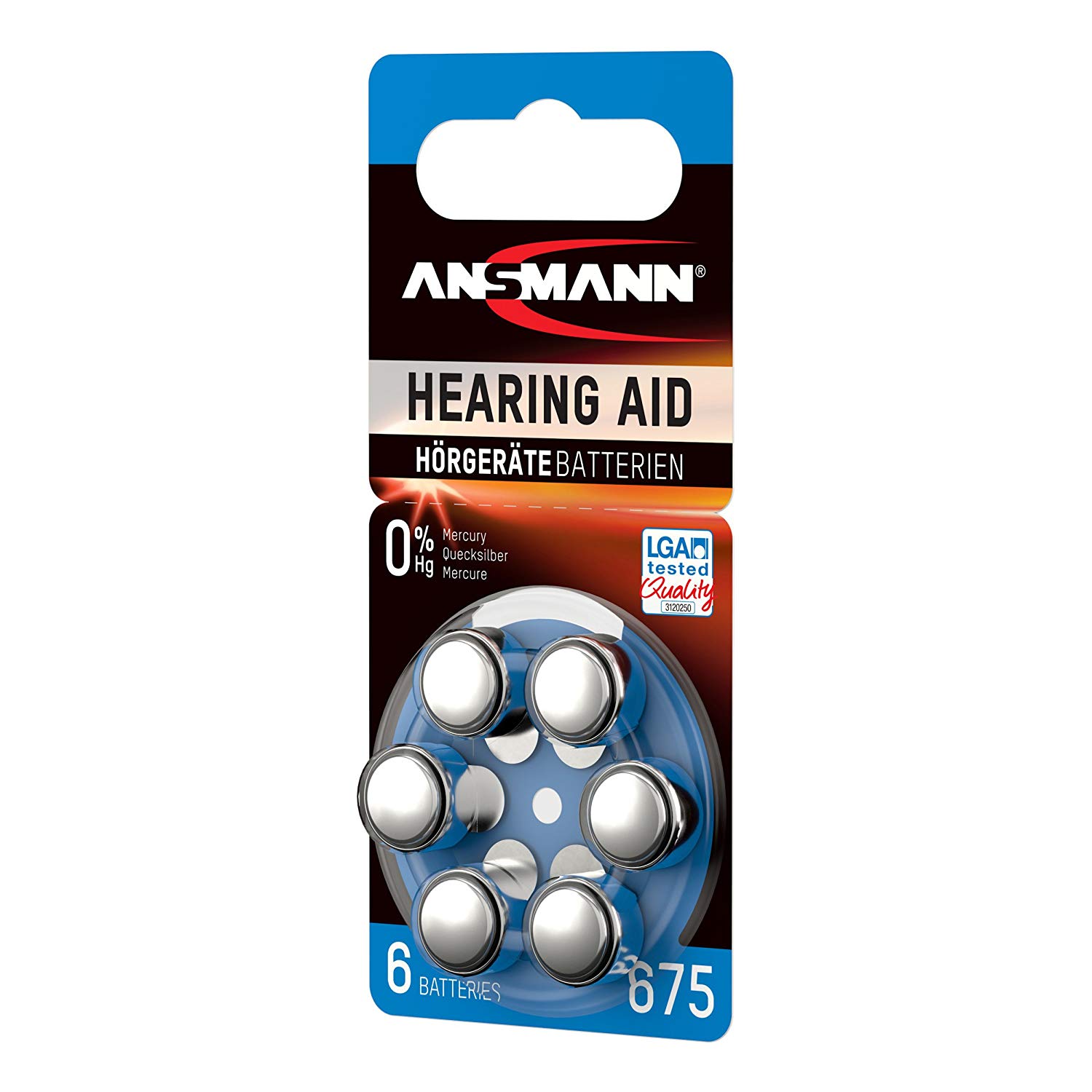ANSMANN Hearing Aid Batteries [Pack of 60 Cells] Size 675 Blue Zinc Air