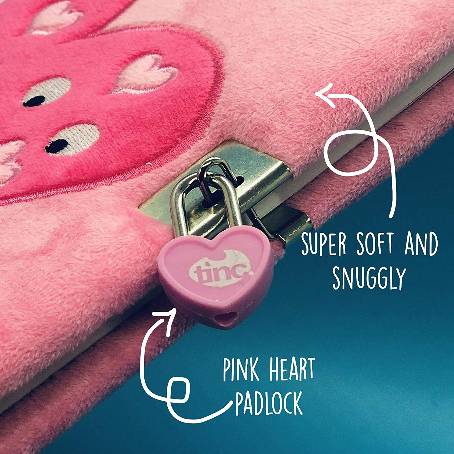 Tinc SGJOURPK A5 Snuggly Soft Touch Lockable Journal - Pink - Image 2