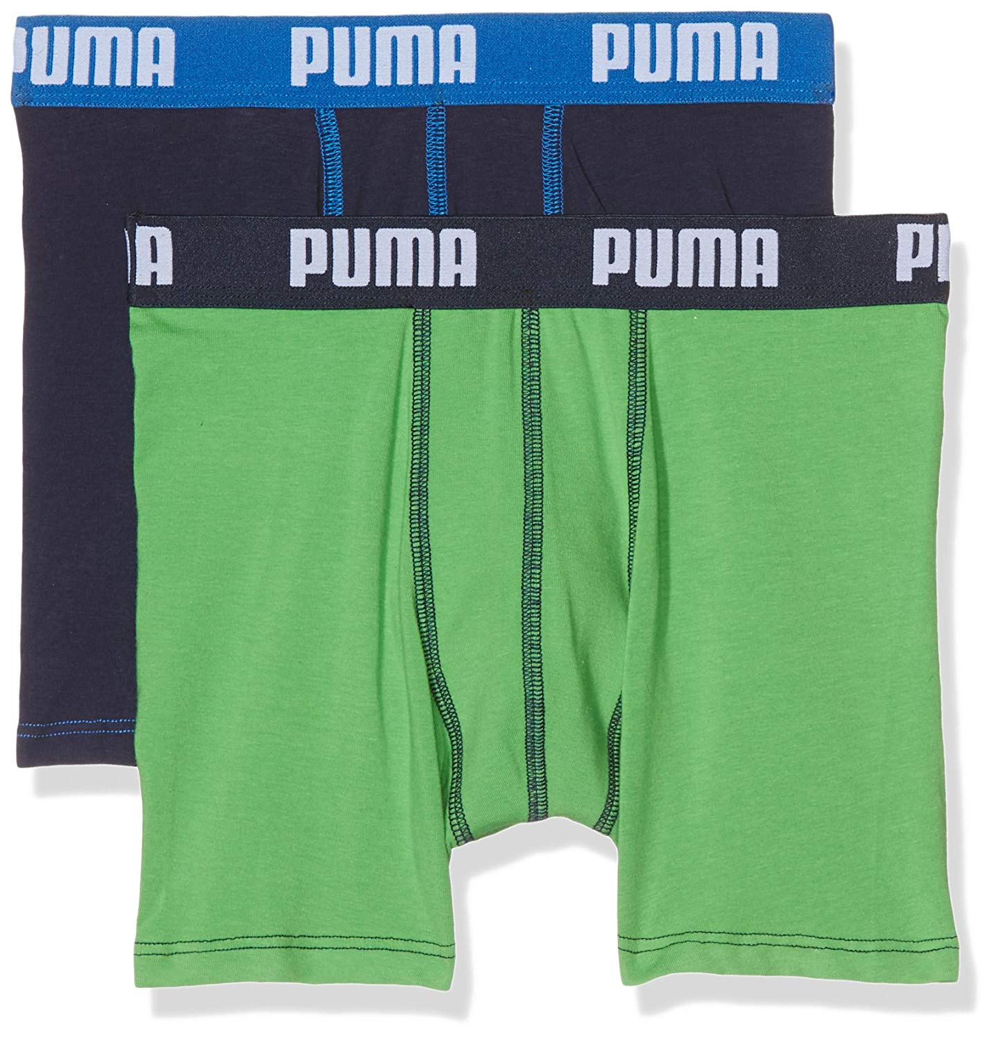Puma Boys Basic Sports Boxers (Pack of 2), Green/Blue,11-12 Years