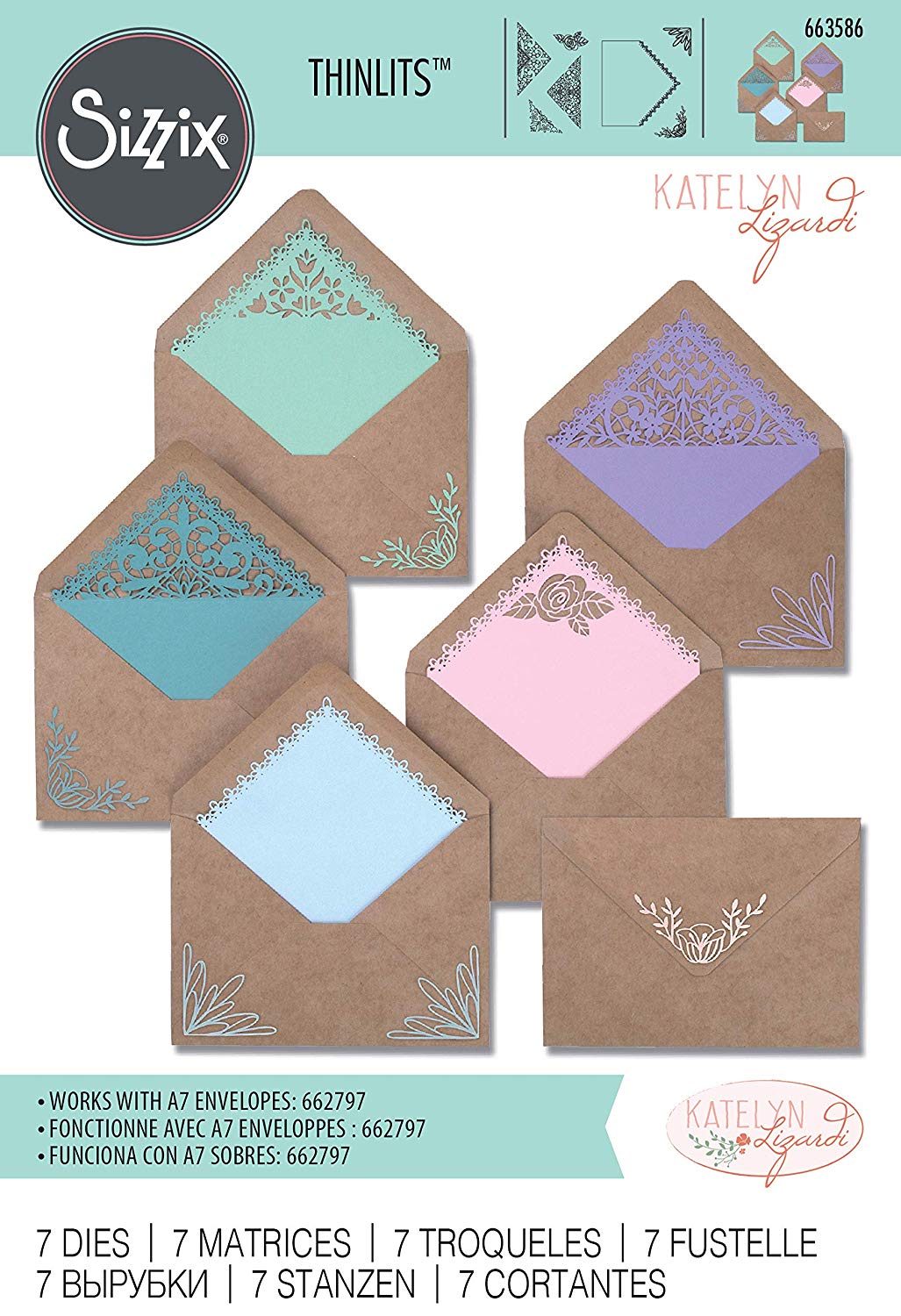 Thinlits Die set 7PK Envelope Liners Intricate, Multi-Colour colour - Image 3