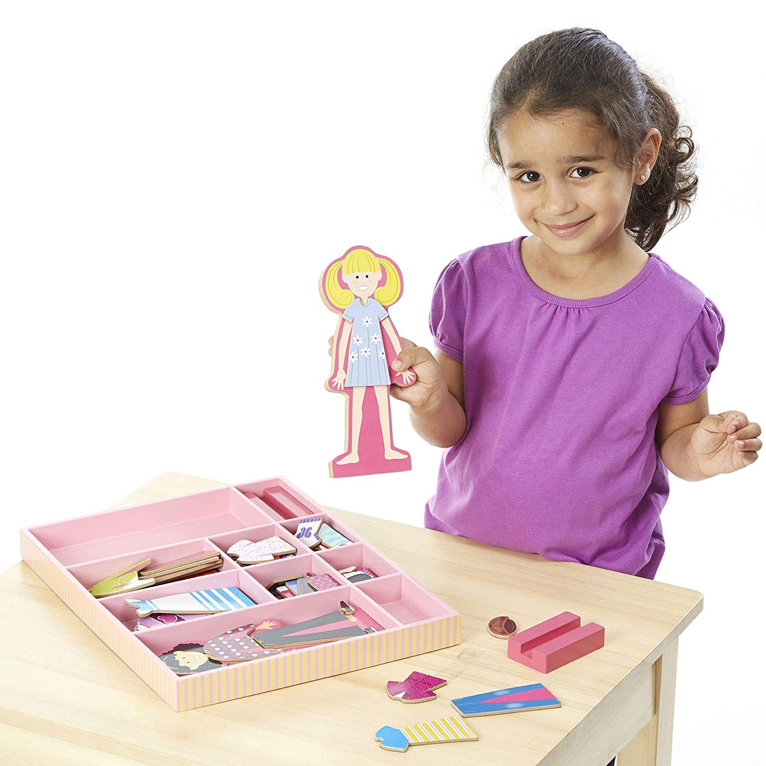 Melissa & Doug Magnetic Dress-Up Dolls for 3 Year Olds, Pink, 3.175 cm H x 27.94 cm W x 35.56 cm L - Image 2