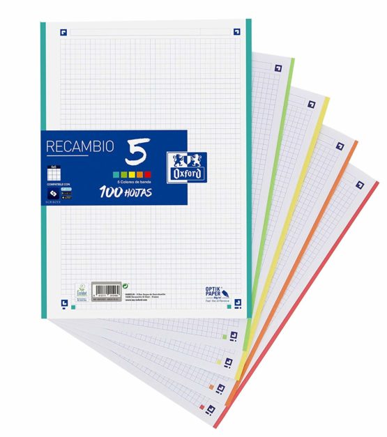 4 Ring Binder with Refill and Oxford Rubber, Extra Heavy Cover A4+ with Refill 100 Sheets, 5 x 5 Squares, Blue - Image 2