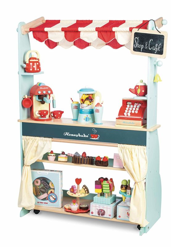 Le Toy Van - Honeybake Reversible Pretend Wooden Shop And Cafe Stall Role Play Kids Toy | Cafe Or Supermarket Pretend Play Shop - Image 4