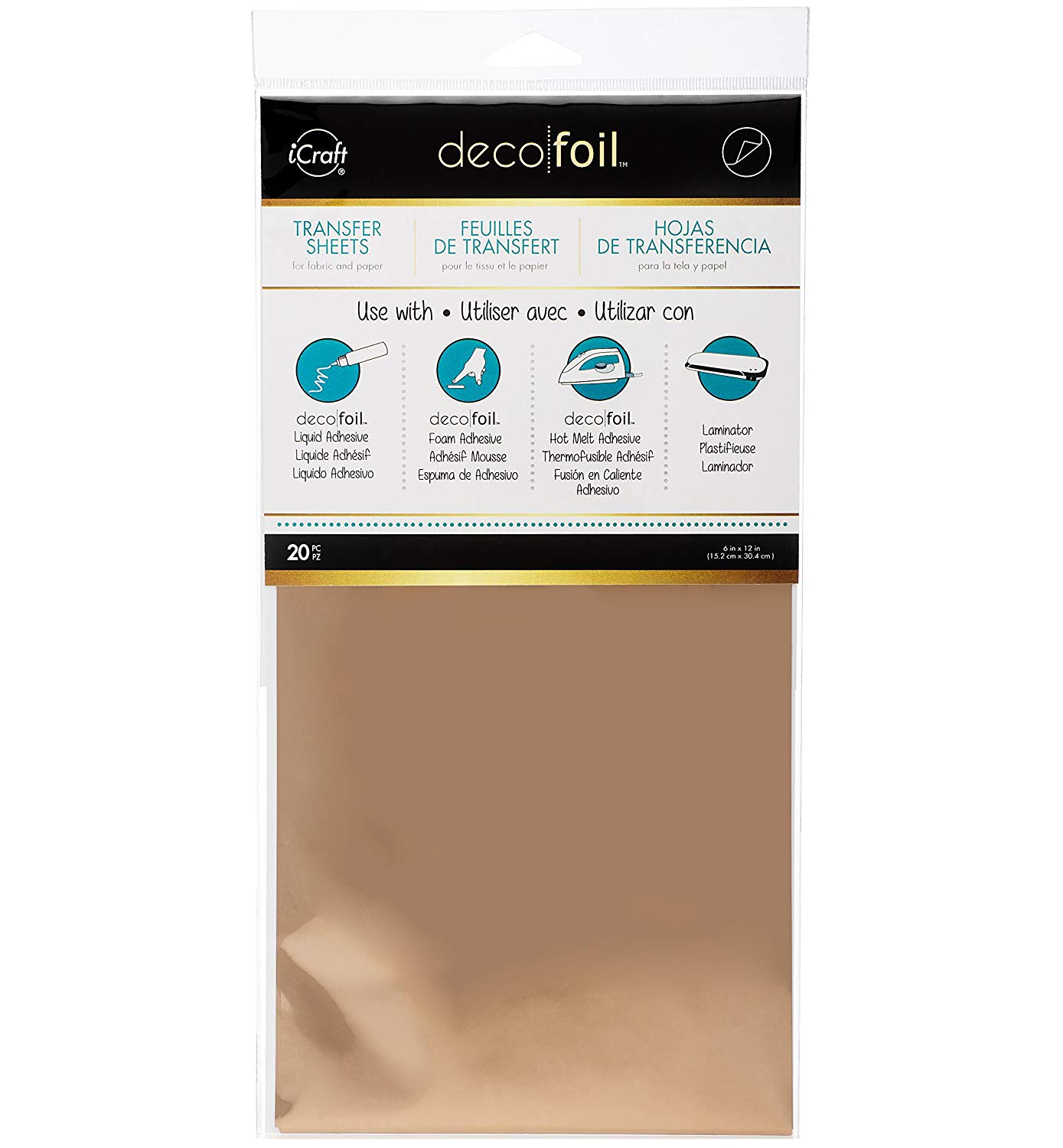 Thermoweb Deco Foil Transfer Sheet 6 x 12-inch Rose Gold 20 s, 6 Inches x 12 Inches
