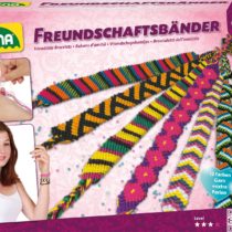 Lena 42689 Craft Friendship 13 Colours and Many Threading Beads, Knotting Children from 6 Years, Jewellery Set with Instructions for braiding Wristbands