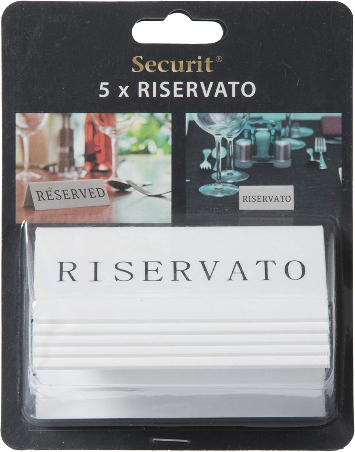 Securit Reservation Table Stands, Riservato-Italian (Set of 5), acrylic, White, 5x10x4, 5cm - Image 2