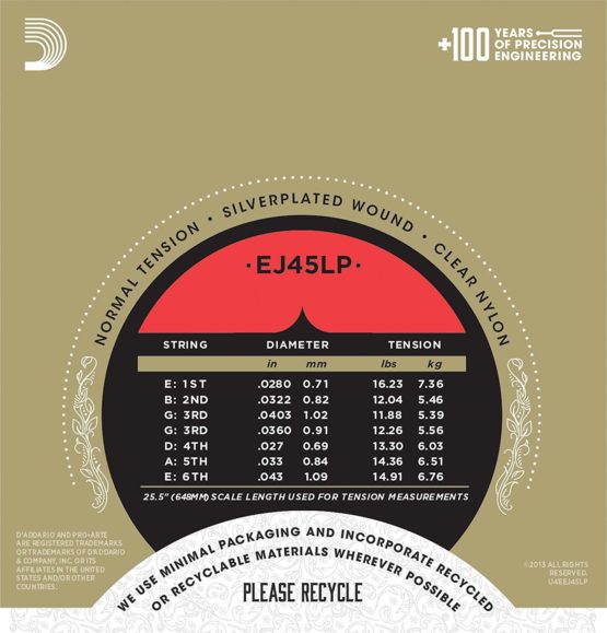 D'Addario EJ45LP Pro-Arte Composites Normal (.028-.043) Lightly Polished Classical Guitar Strings - Image 3