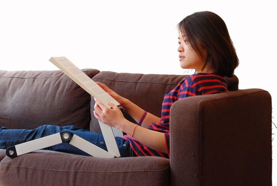 Adjustable Height and Angle Ergonomic Book Holder reading textbook stand for big heavy books studying in bed couch sitting standing at a desk tablet document laptop durable lightweight aluminum,Silver - Image 2