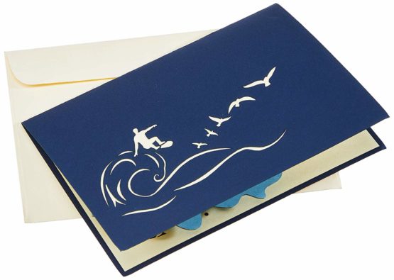 Lin Pop-Up Greetings Card – Birthday Cards Travel Voucher Surfer [English Language Not Guaranteed] - Image 2