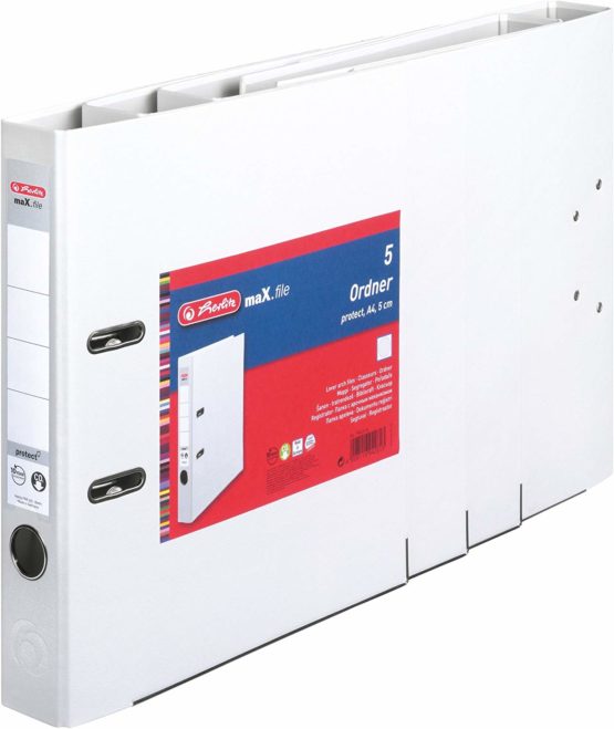Herlitz max Protect A4 5cm Lever Arch File - White (5 Pieces) - Image 2