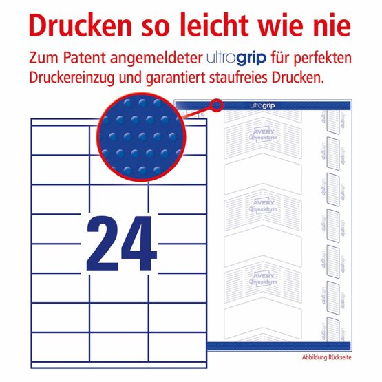 Avery Zweckform Universal-Etiketten Etikett 70x35mm InkjetLaserCopy A4 100BLATT 2400ST Weiss - Image 2